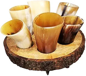 Vintage Drinking Horn Mug Set Of 5