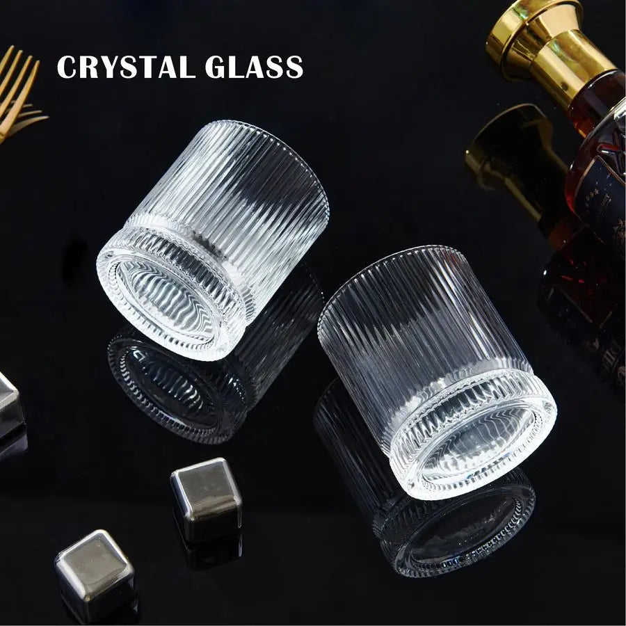 Ribbed Whiskey Glasses Set of 4