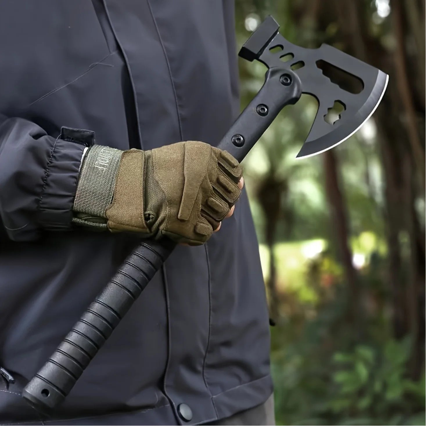 One-piece stainless steel survival axe