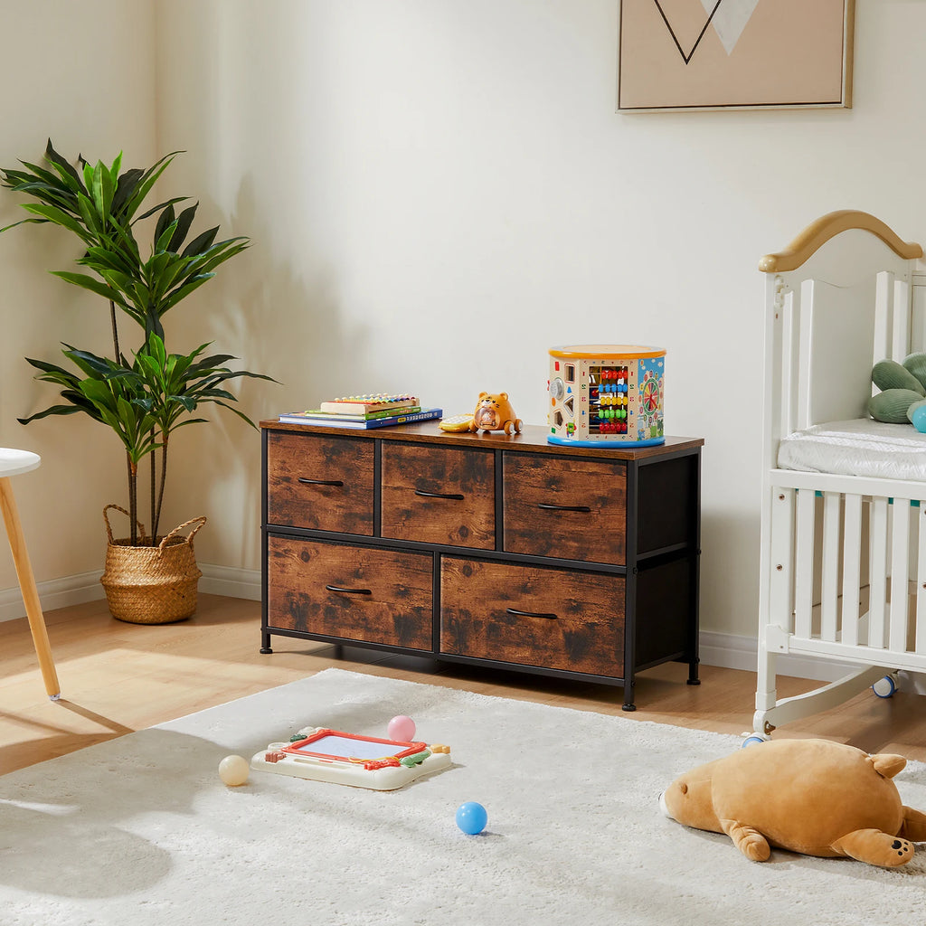 Living Room Display Cabinet 5 Fabric Drawers