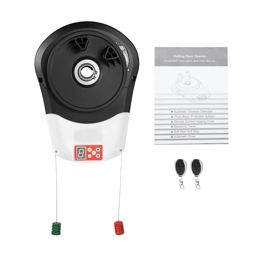 2 Remotes and LED Light Automatic Wall Mount Roll Up Garage Doors Opener,