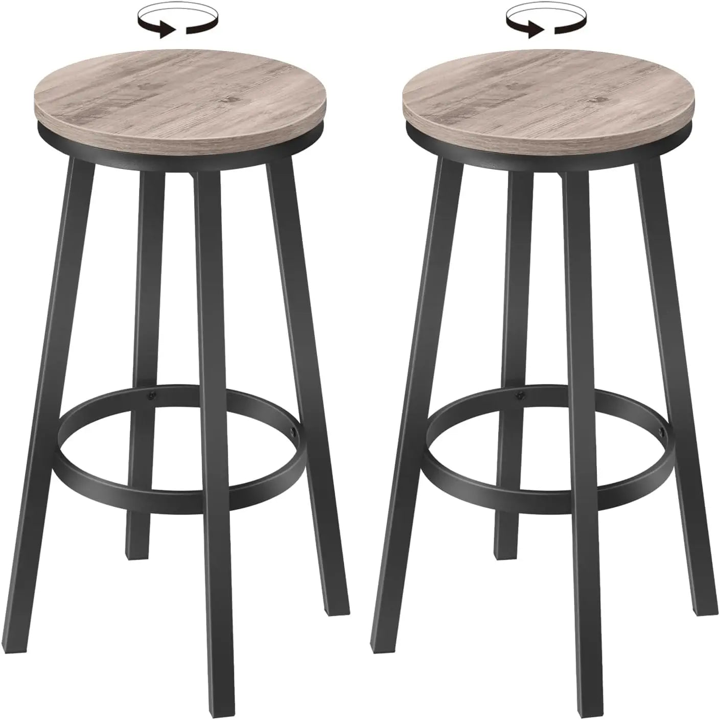 Set of 2 Swivel Bar Stools with Footrest