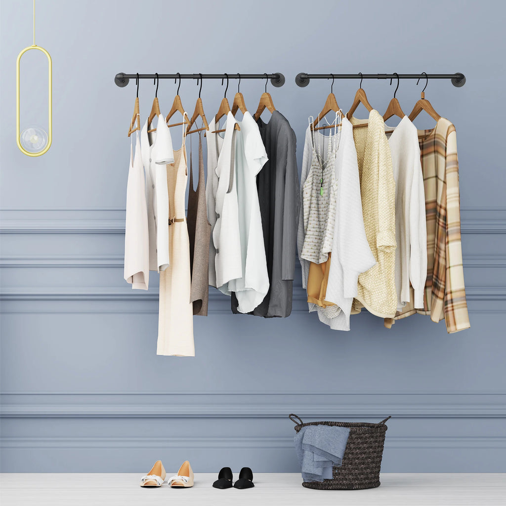 Pack Of 2 Industrial Pipe Clothes Rail Rack