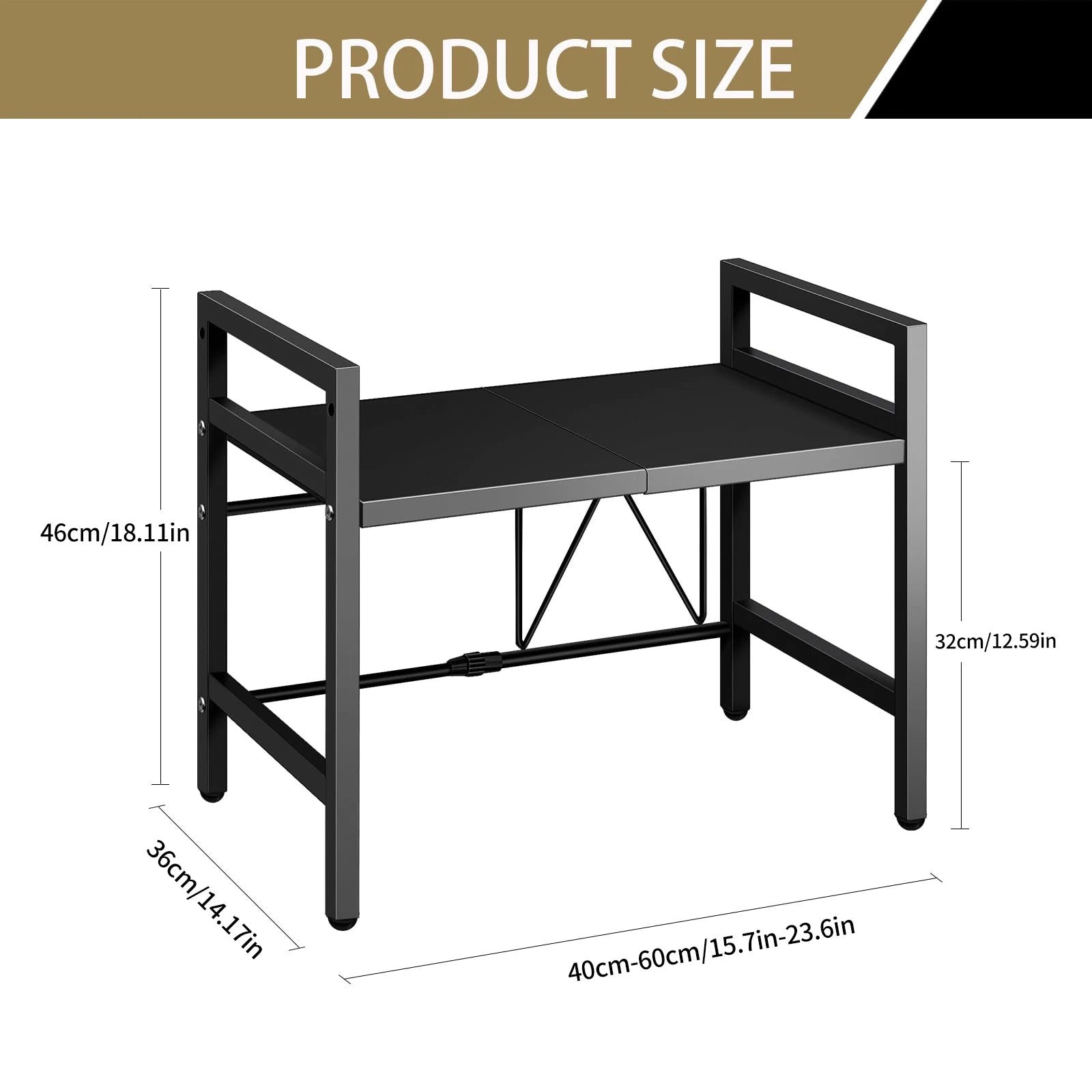1pc Expandable 42-64cm Microwave Shelf Organizer