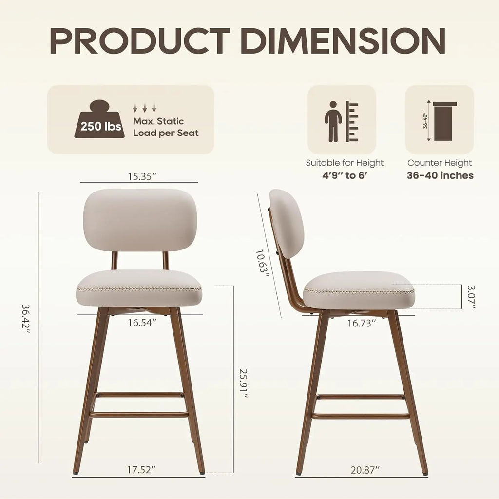 Set of 2 Modern Swivel Bar Stools