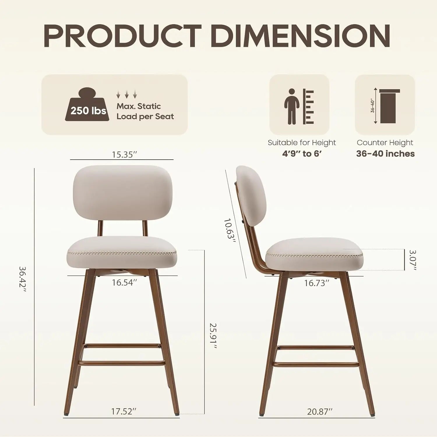 Set of 2 Modern Swivel Bar Stools