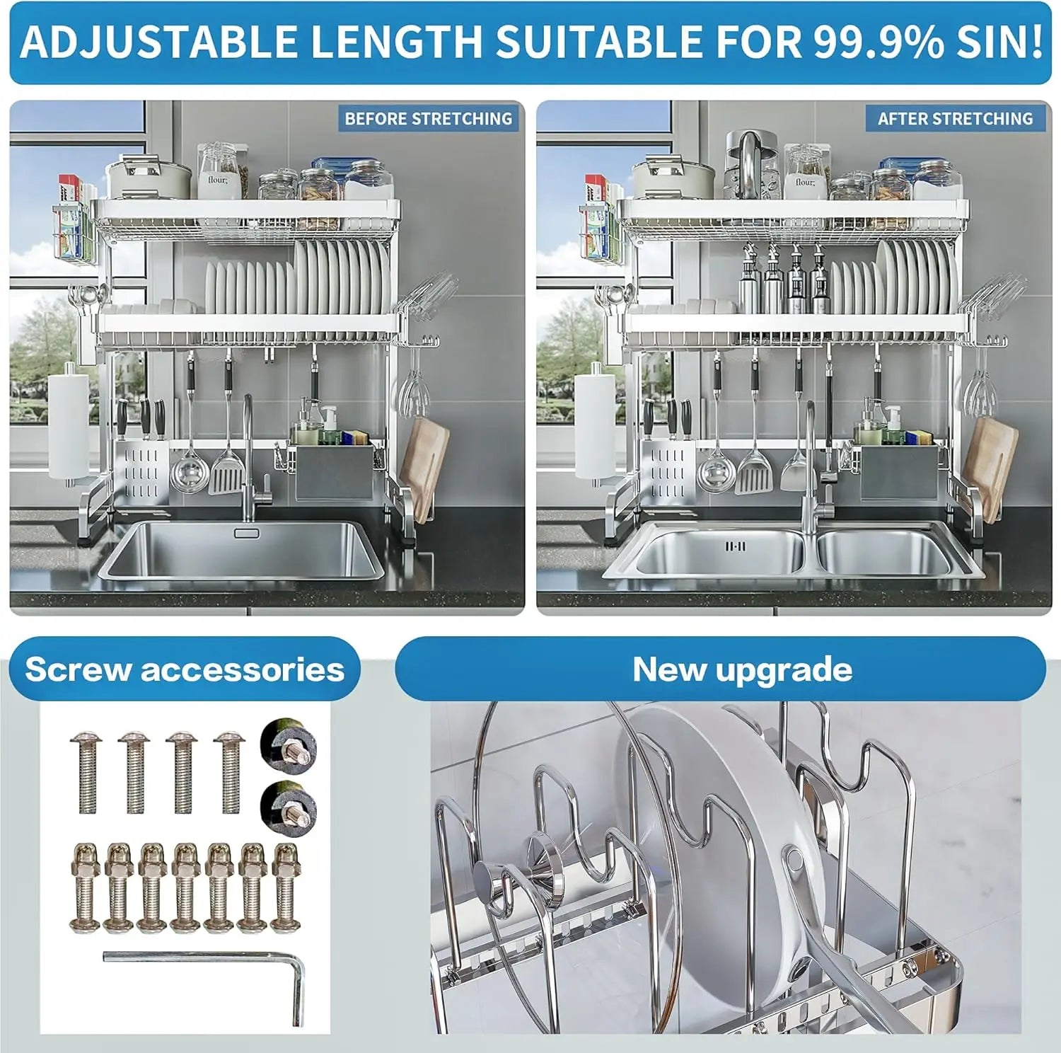 3-Tier  Stainless Over-Sink Dish Drying Rack