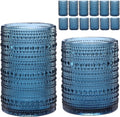 Vintage Blue Hobnail Glass Drinking Glasses Set of 12