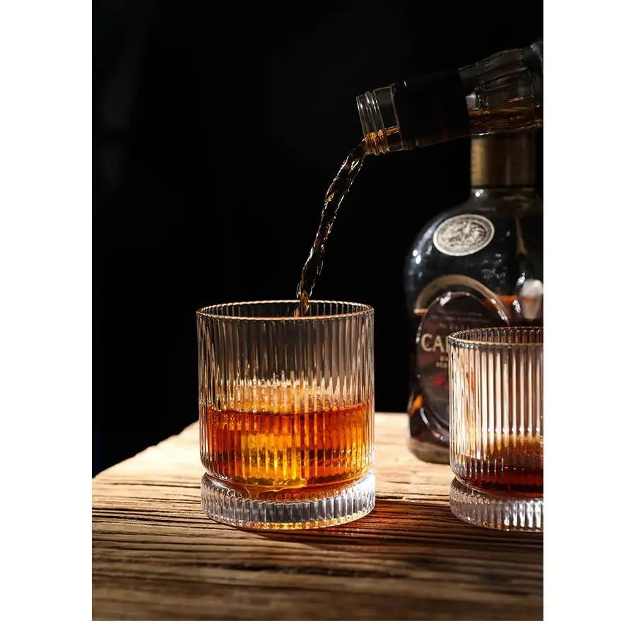 Ribbed Whiskey Glasses Set of 4