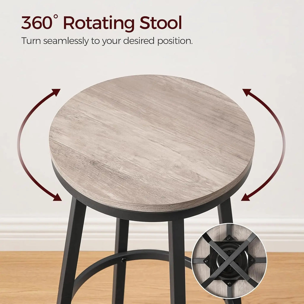 Set of 2 Swivel Bar Stools with Footrest