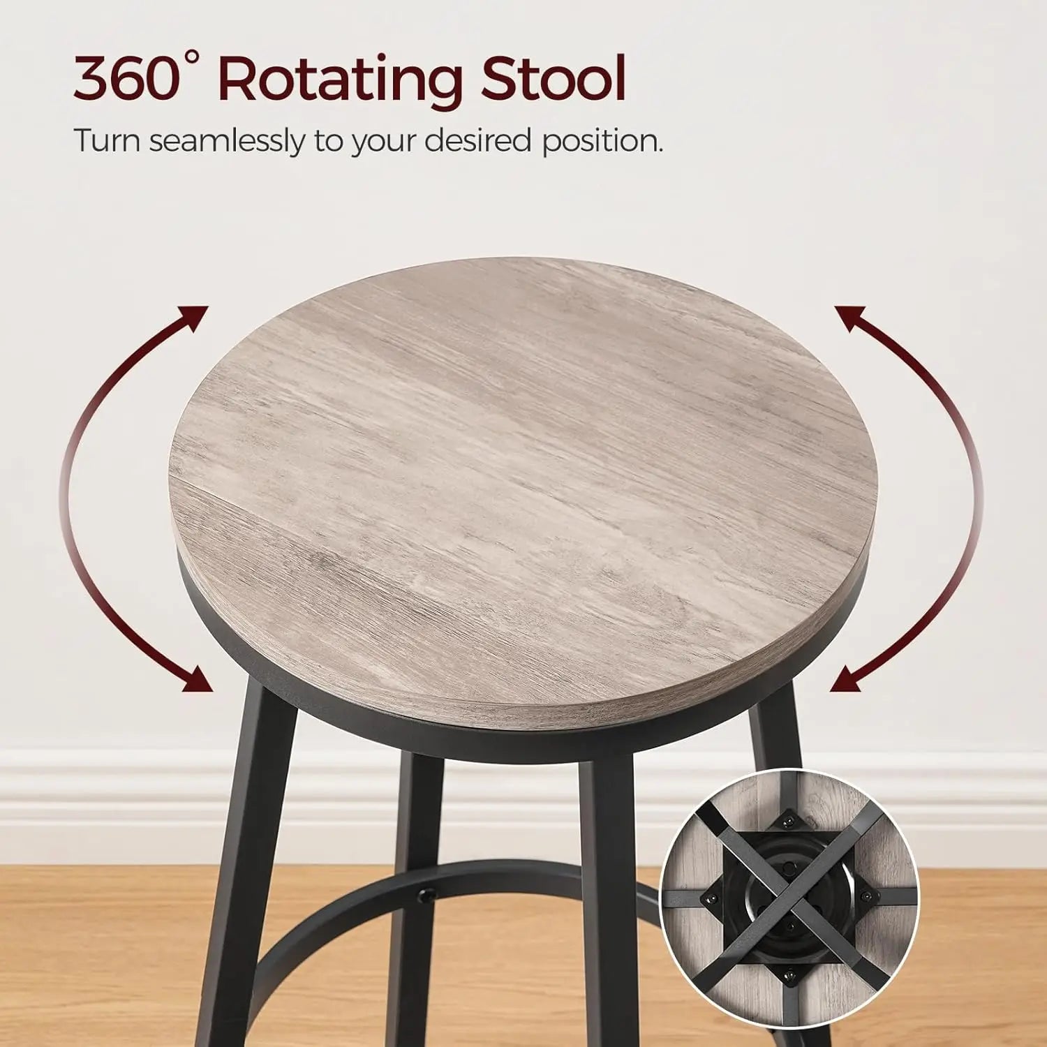 Set of 2 Swivel Bar Stools with Footrest