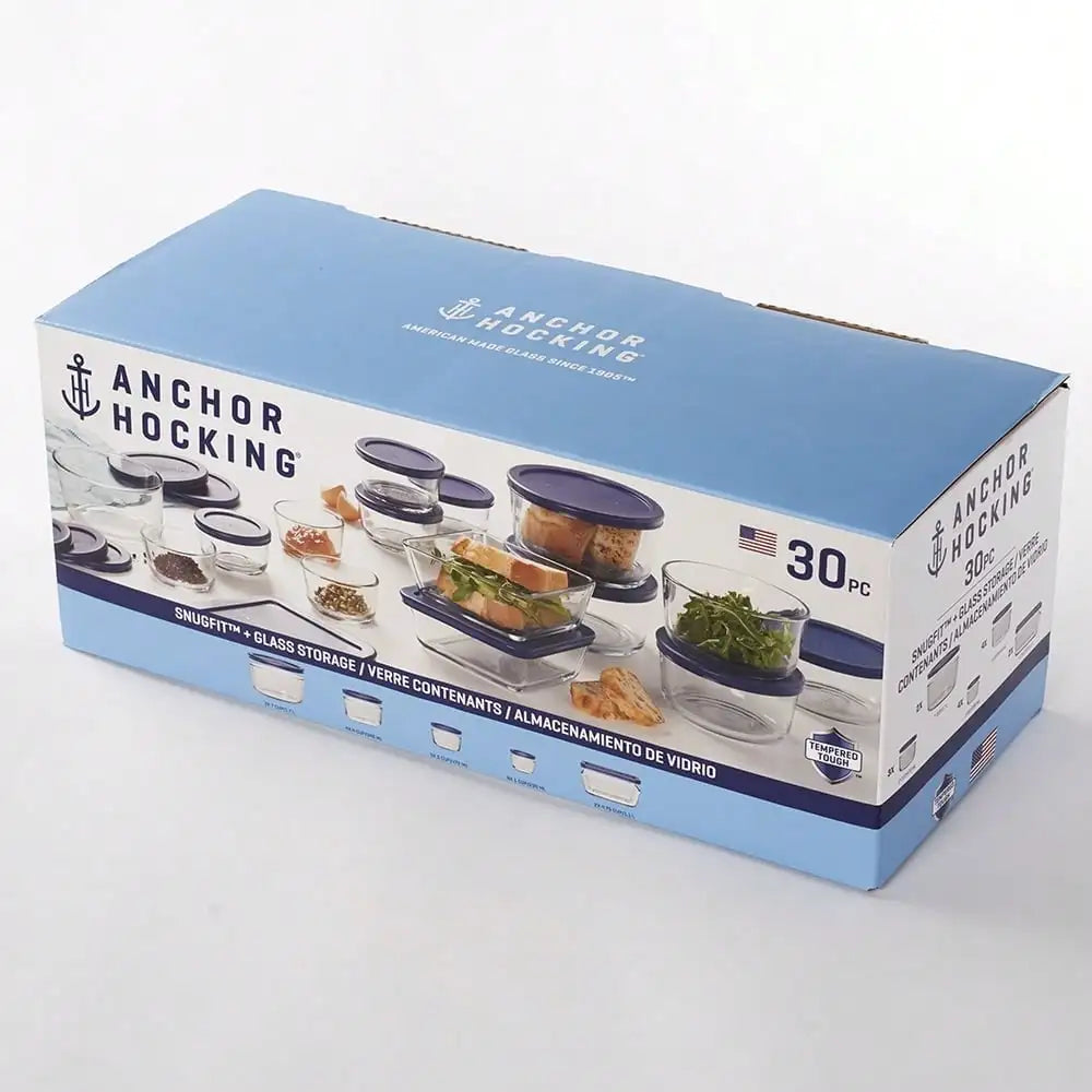 Glass food storage containers with lids
