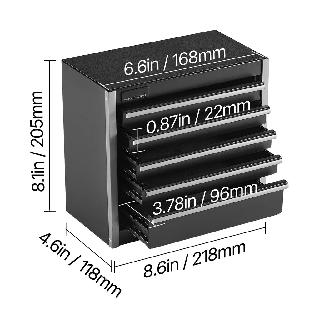 5-Drawer Metal Tool Box Red