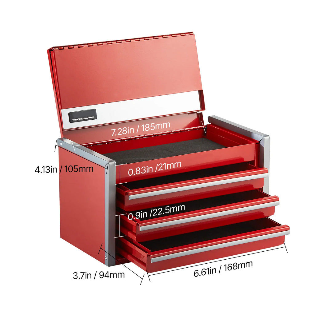 SucceBuy 8.6in 3 Drawers Metal Tool Box