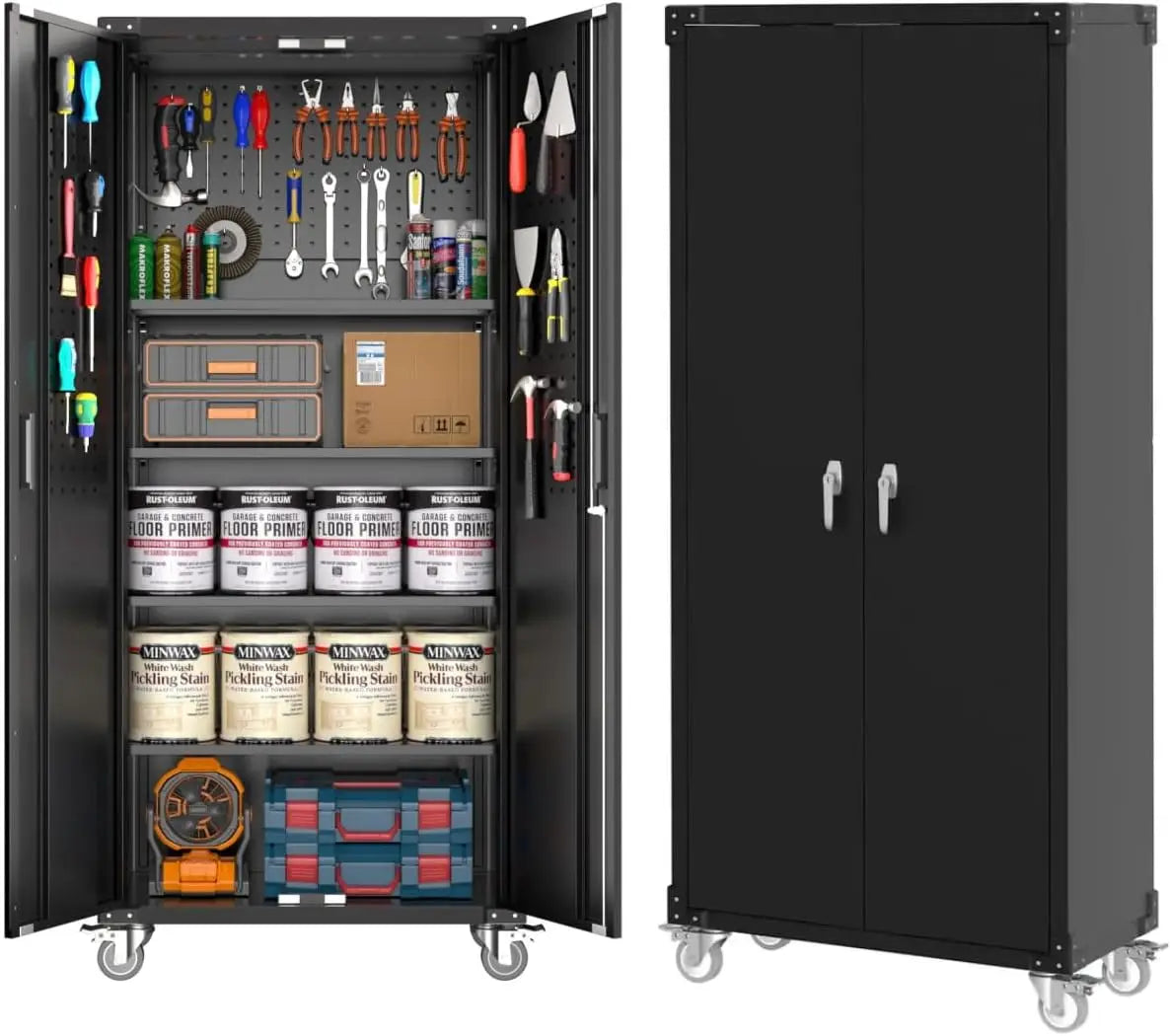 72" Lockable Metal Storage Cabinet with Doors