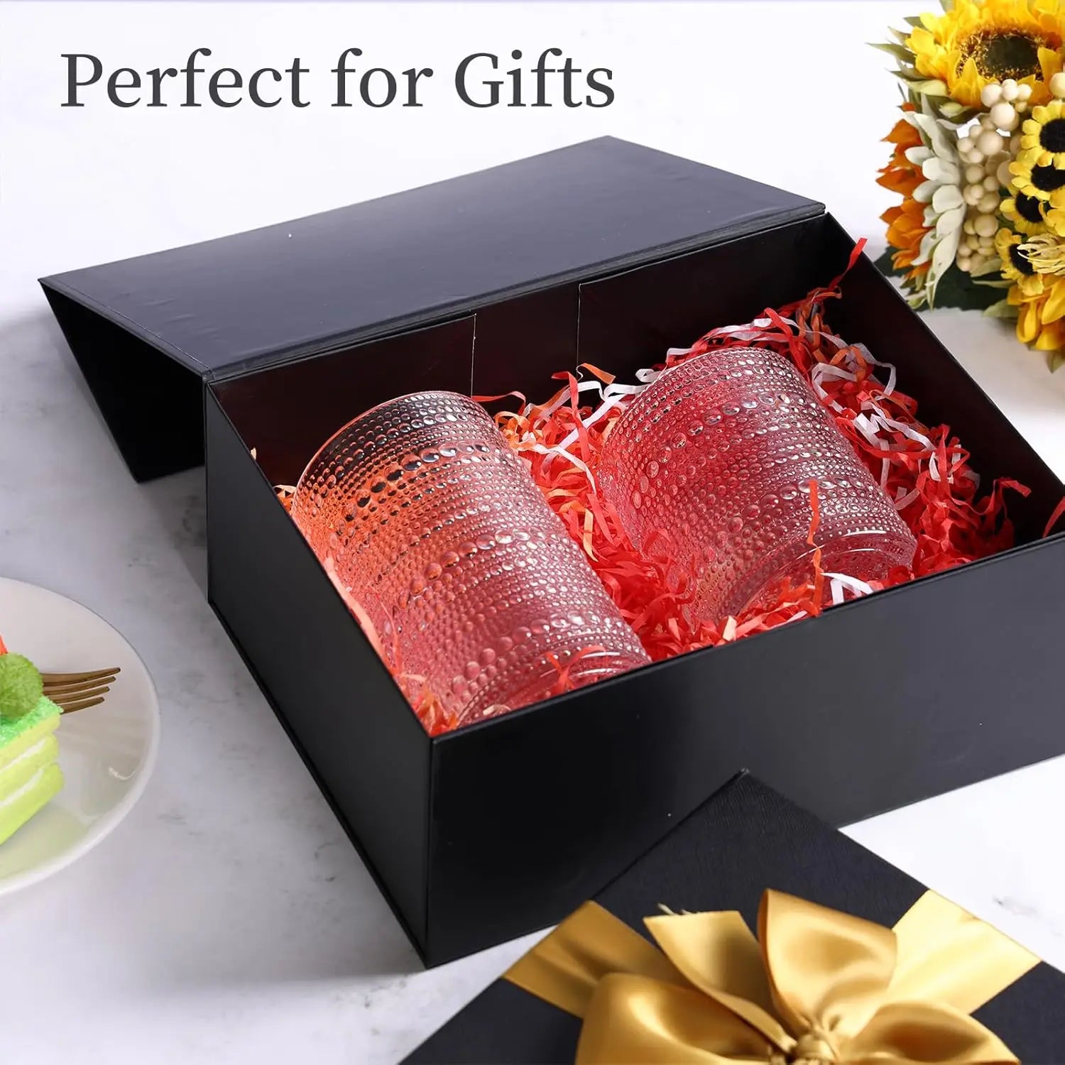 Set of 12 Clear Embossed Boho Glass Cups