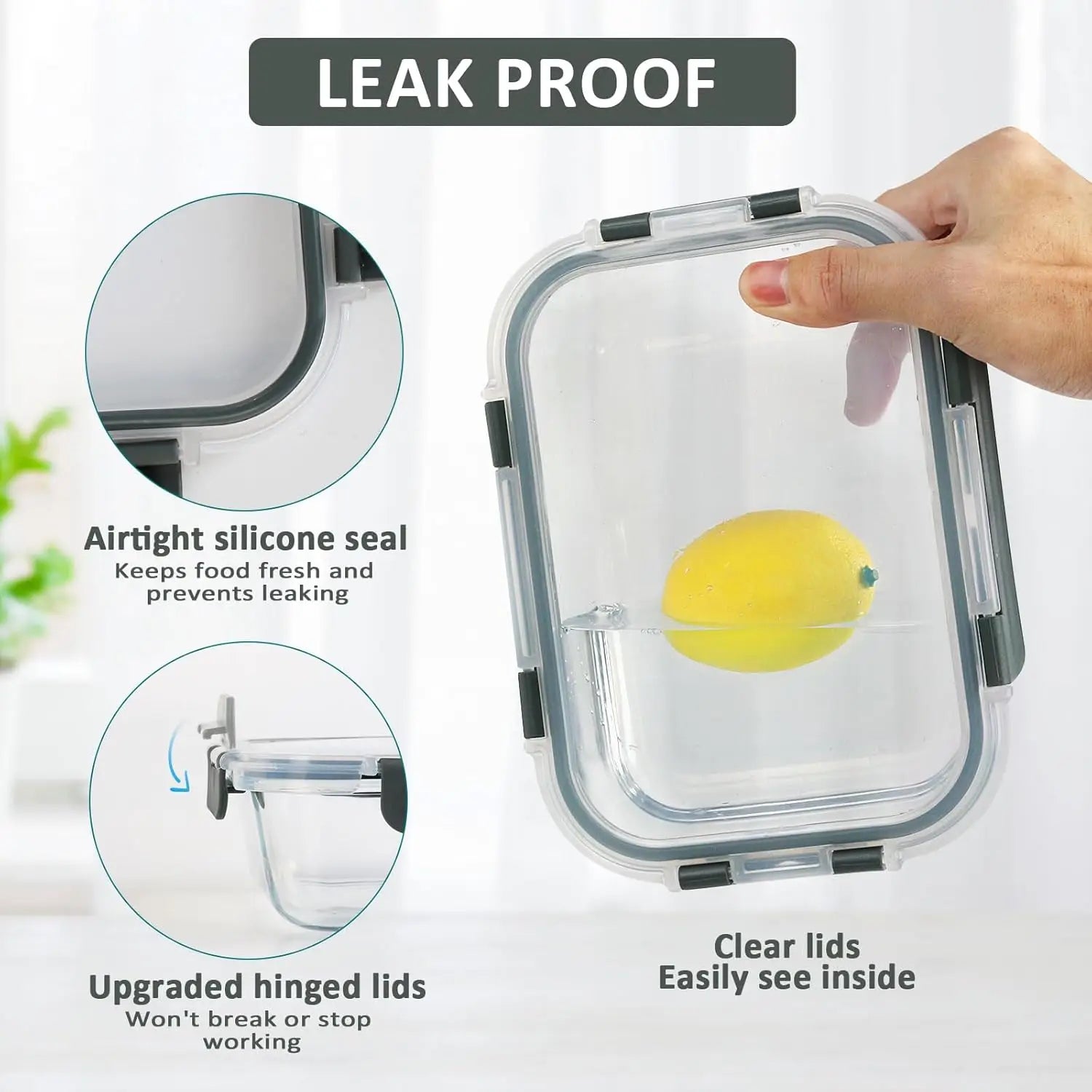 10-Pack Glass Meal Prep Containers with Lids