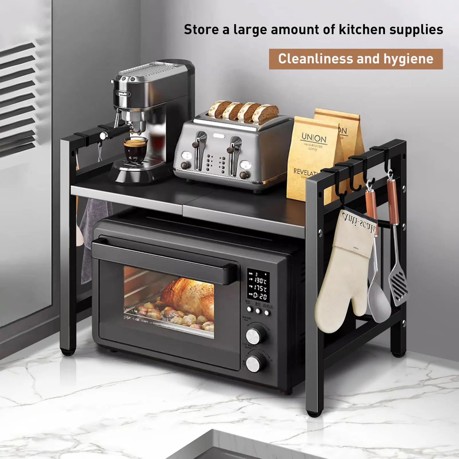1pc Expandable 42-64cm Microwave Shelf Organizer