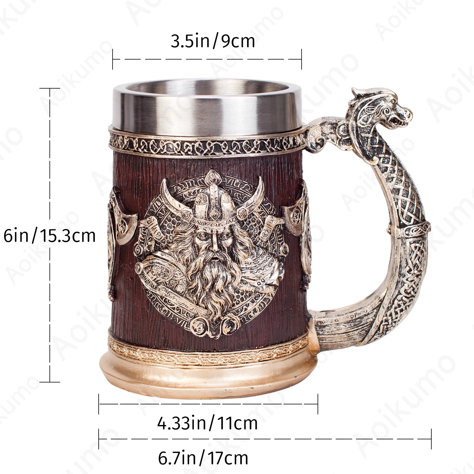 Viking Thor And Odin Heavy Stainless Tankard