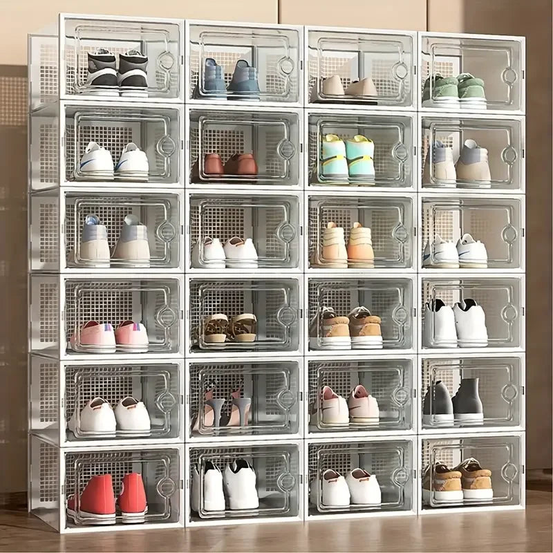 6/12 thick transparent shoe boxes with lids