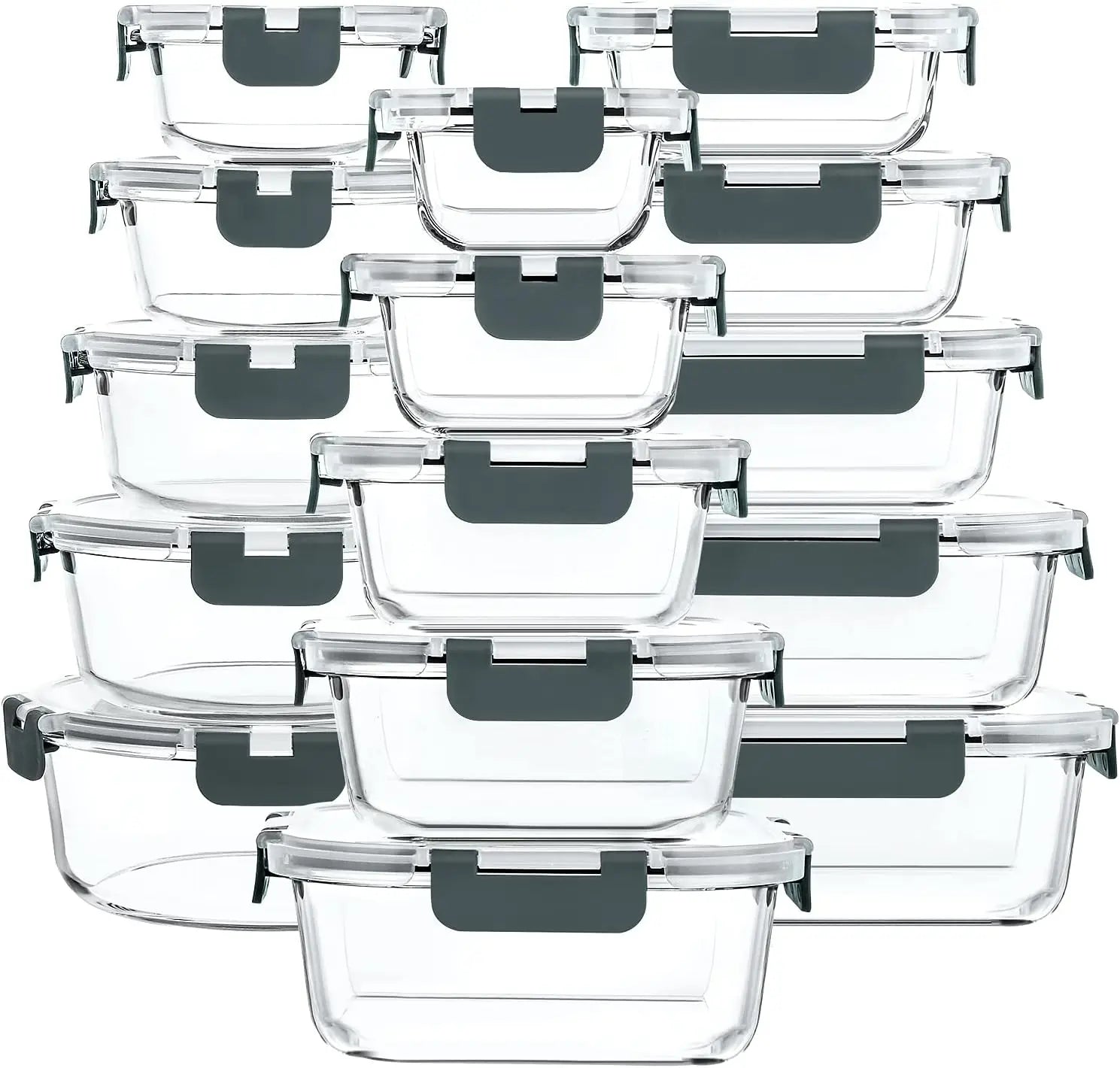 30-Piece Glass Food Storage Set with Snap Lids