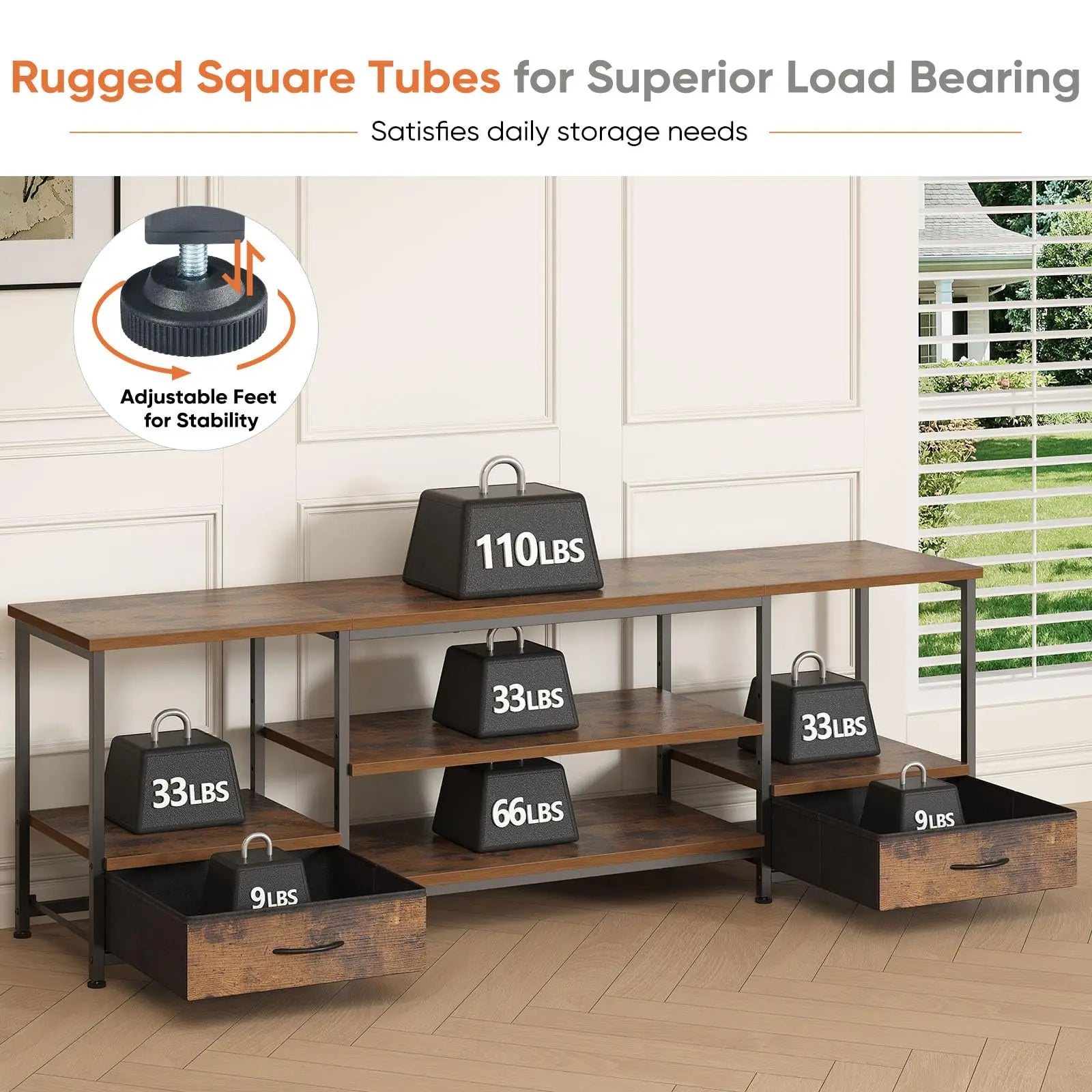 63IN Wooden Tv Stand For Up To 75 Inch TV