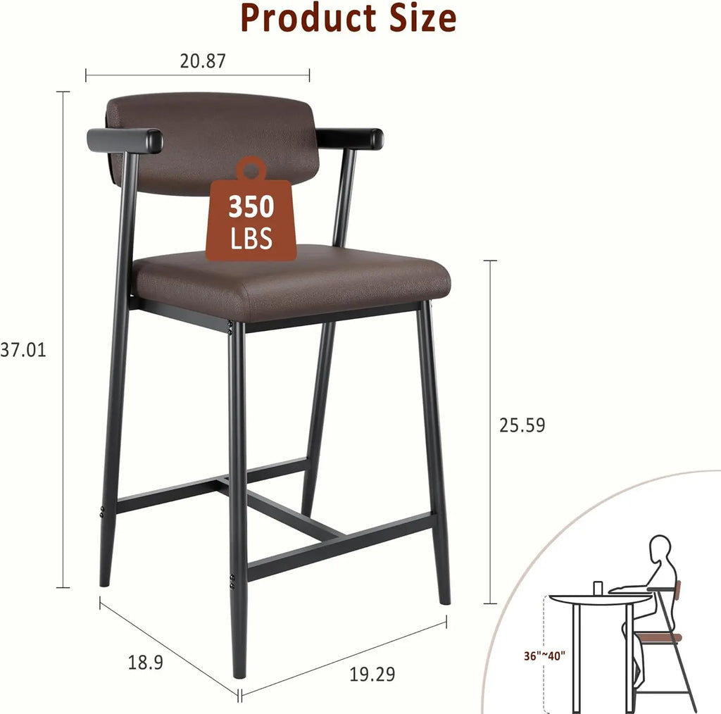 2Pcs Counter Height Bar Stools