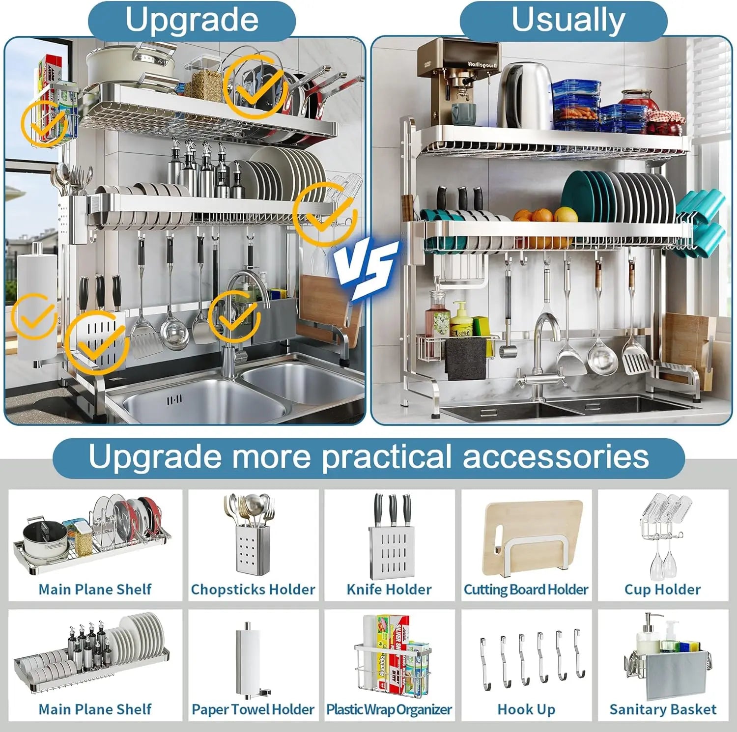 3-Tier  Stainless Over-Sink Dish Drying Rack