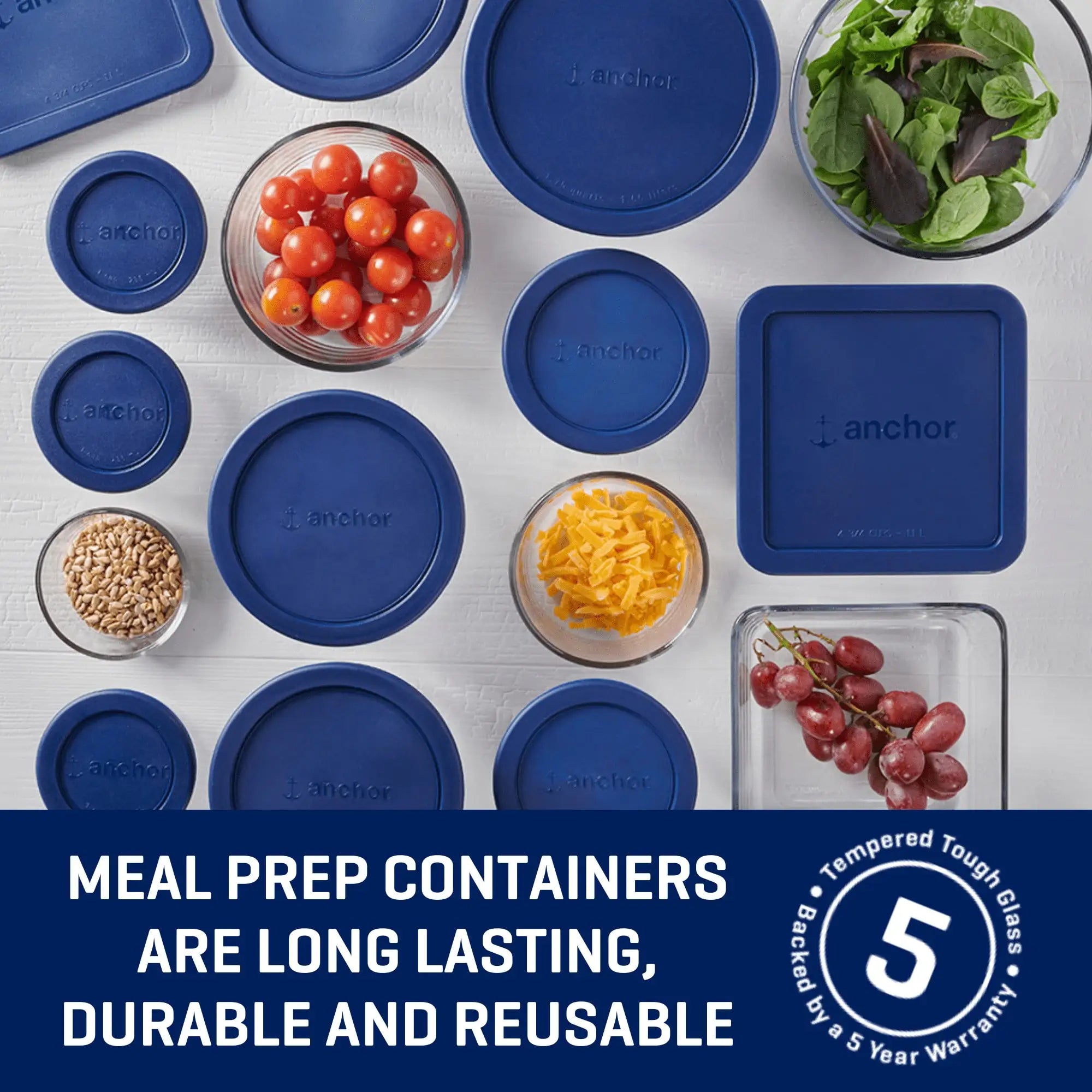 Glass food storage containers with lids