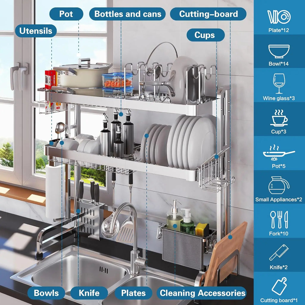 3-Tier  Stainless Over-Sink Dish Drying Rack