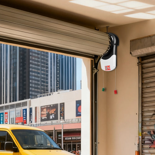 2 Remotes and LED Light Automatic Wall Mount Roll Up Garage Doors Opener,