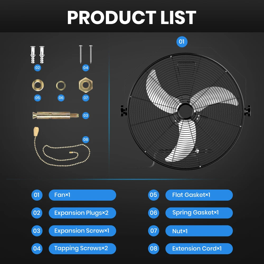 20 in High Velocity Wall Mount Fan