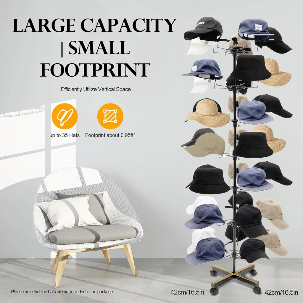 Freestanding Rotating Hat Display Rack Stand