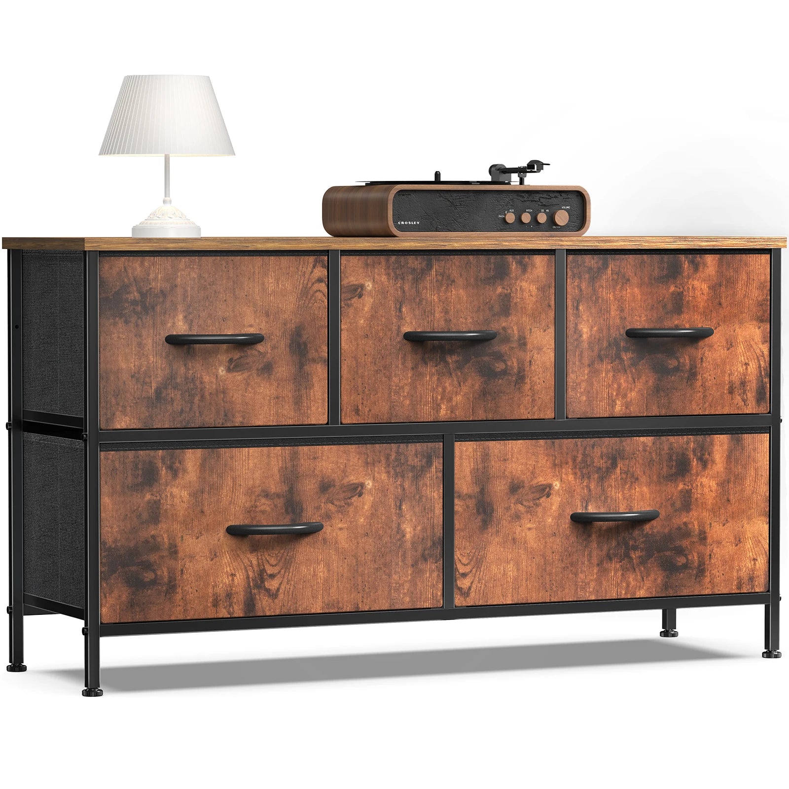 Living Room Display Cabinet 5 Fabric Drawers