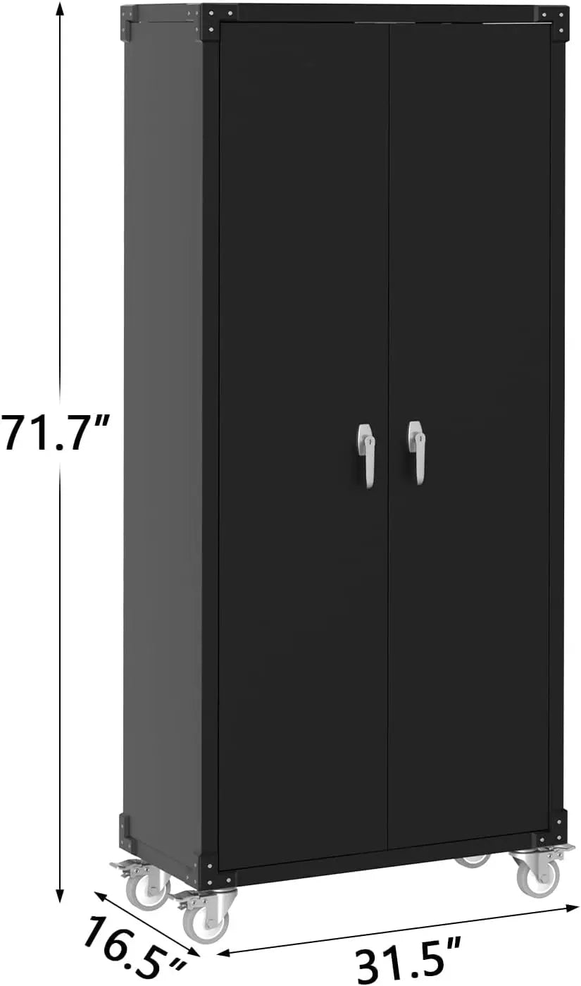 72" Lockable Metal Storage Cabinet with Doors