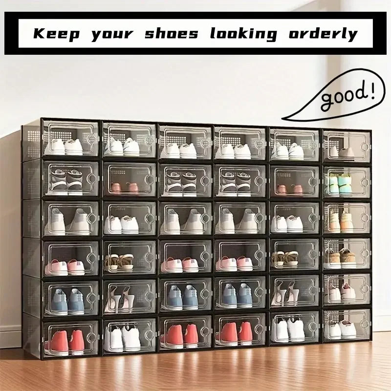 6/12 thick transparent shoe boxes with lids