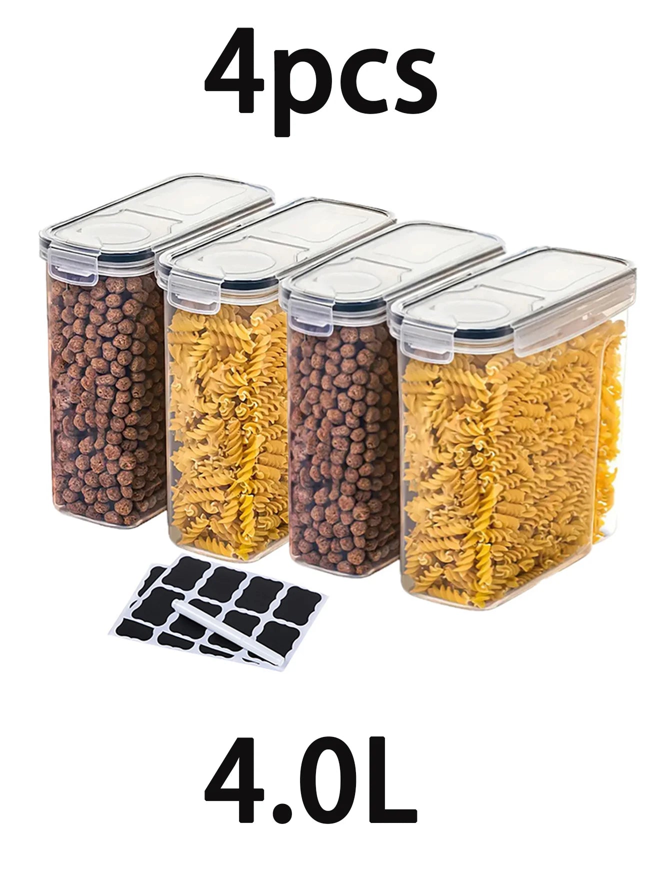 4pcs 4l Large Food Storage Containers With Lids