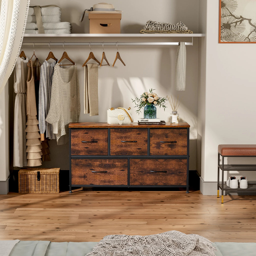 Living Room Display Cabinet 5 Fabric Drawers