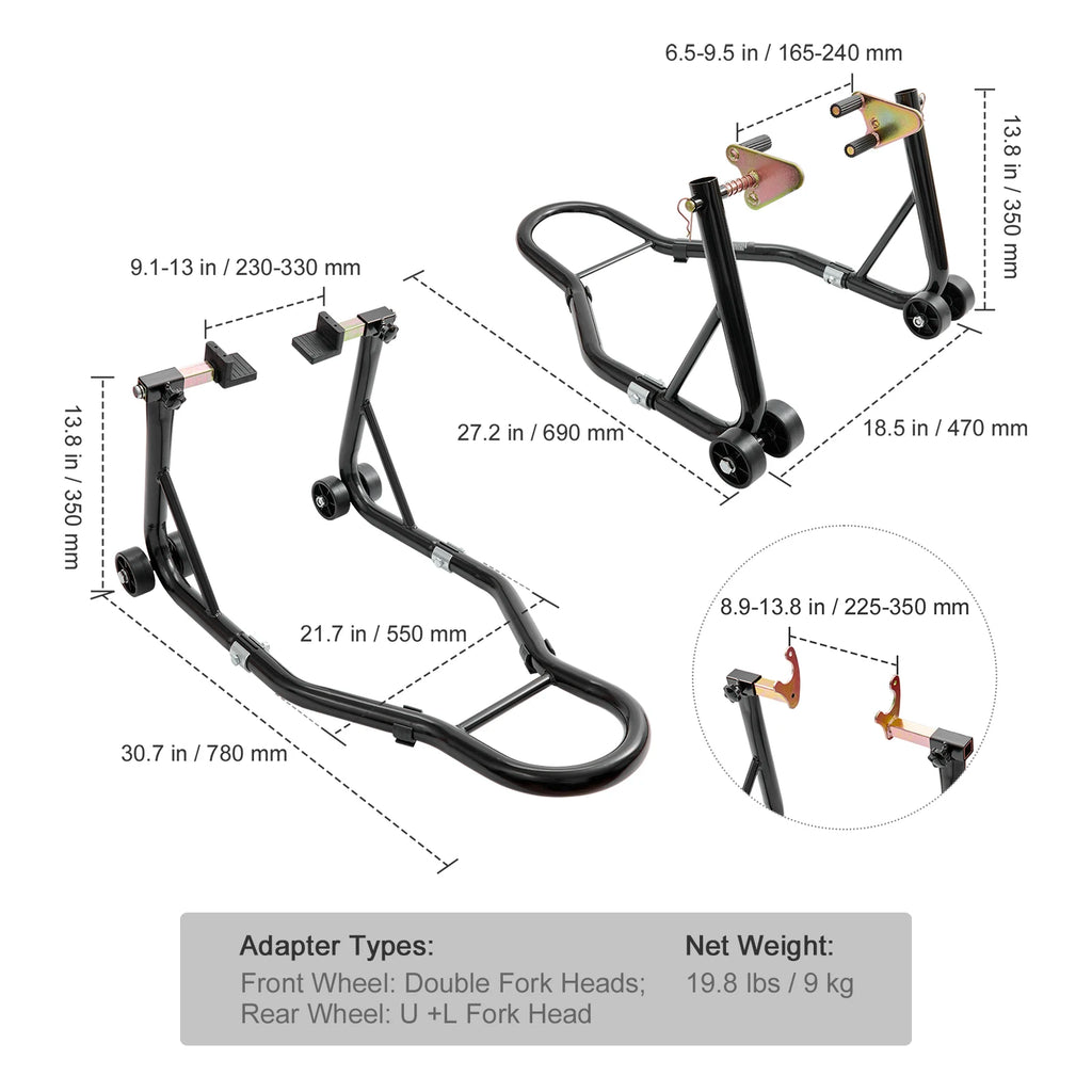 850lbs Motorcycle Stand Lift Front Rear Combo