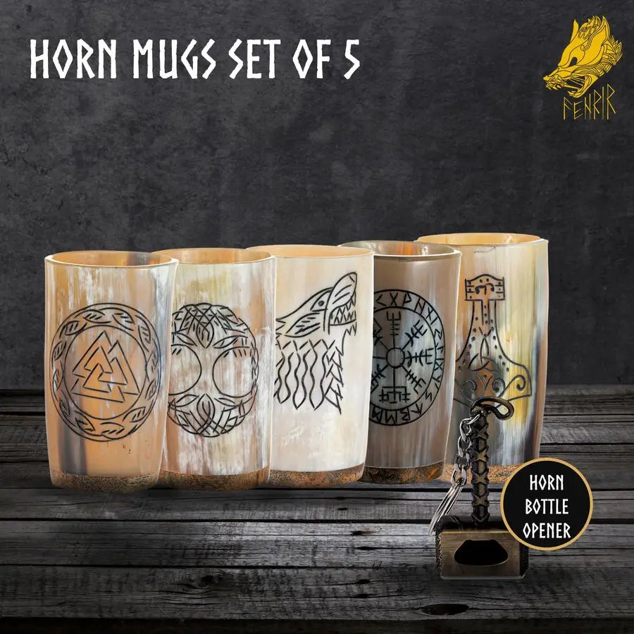 Viking Drinking Horn Mug Set of 5
