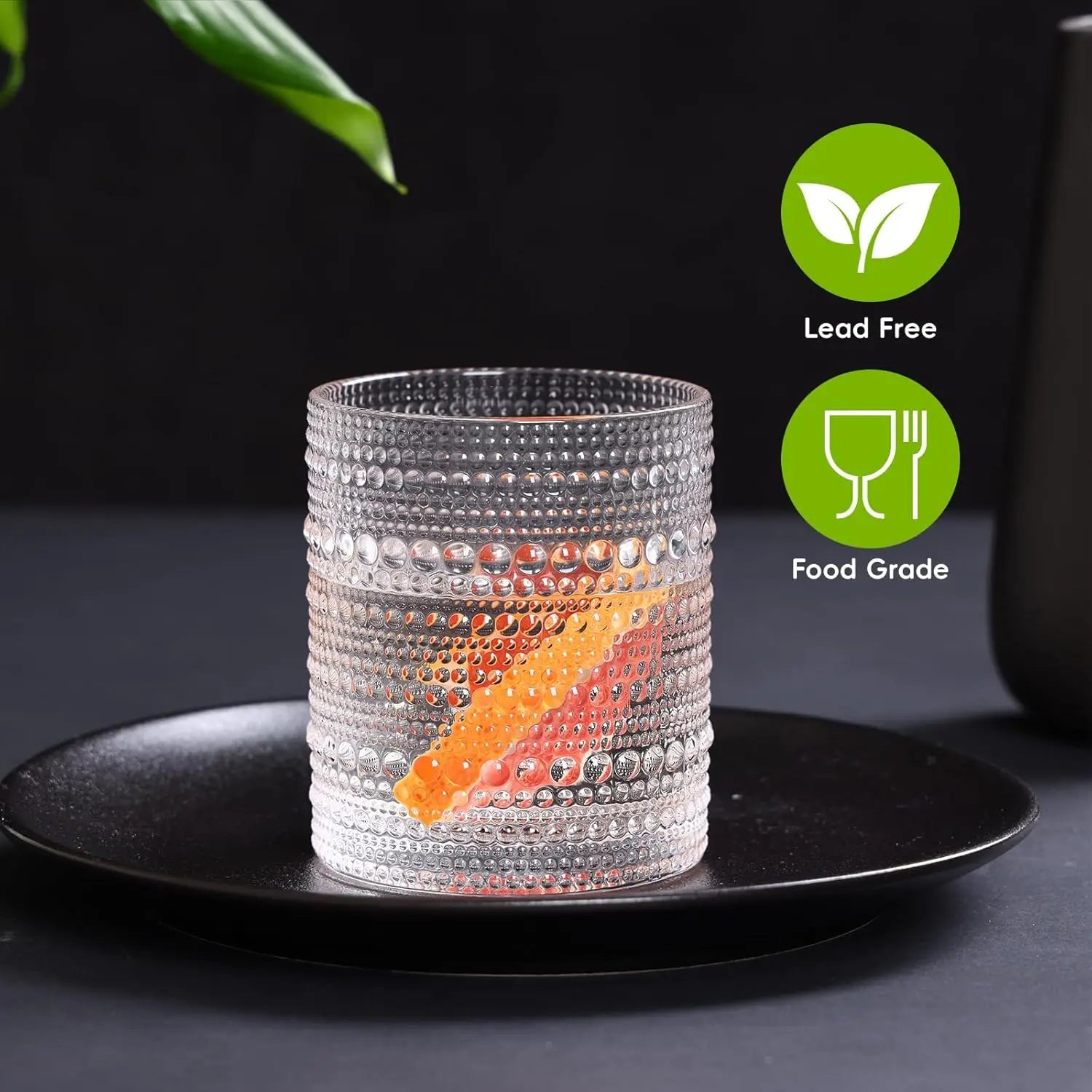 Set of 12 Clear Embossed Boho Glass Cups