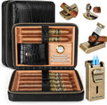 Leather Cigar Humidor with Cigar Lighter