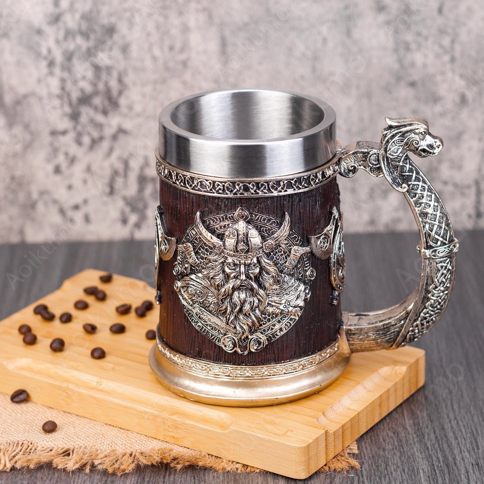 Viking Thor And Odin Heavy Stainless Tankard