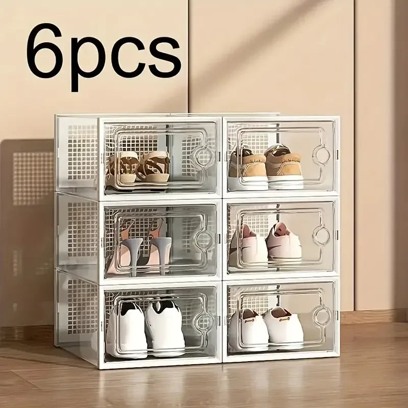 6/12 thick transparent shoe boxes with lids