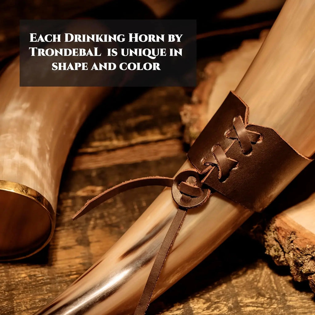 Hand-Crafted Ox Horn Drinking Cup with Metal Stand
