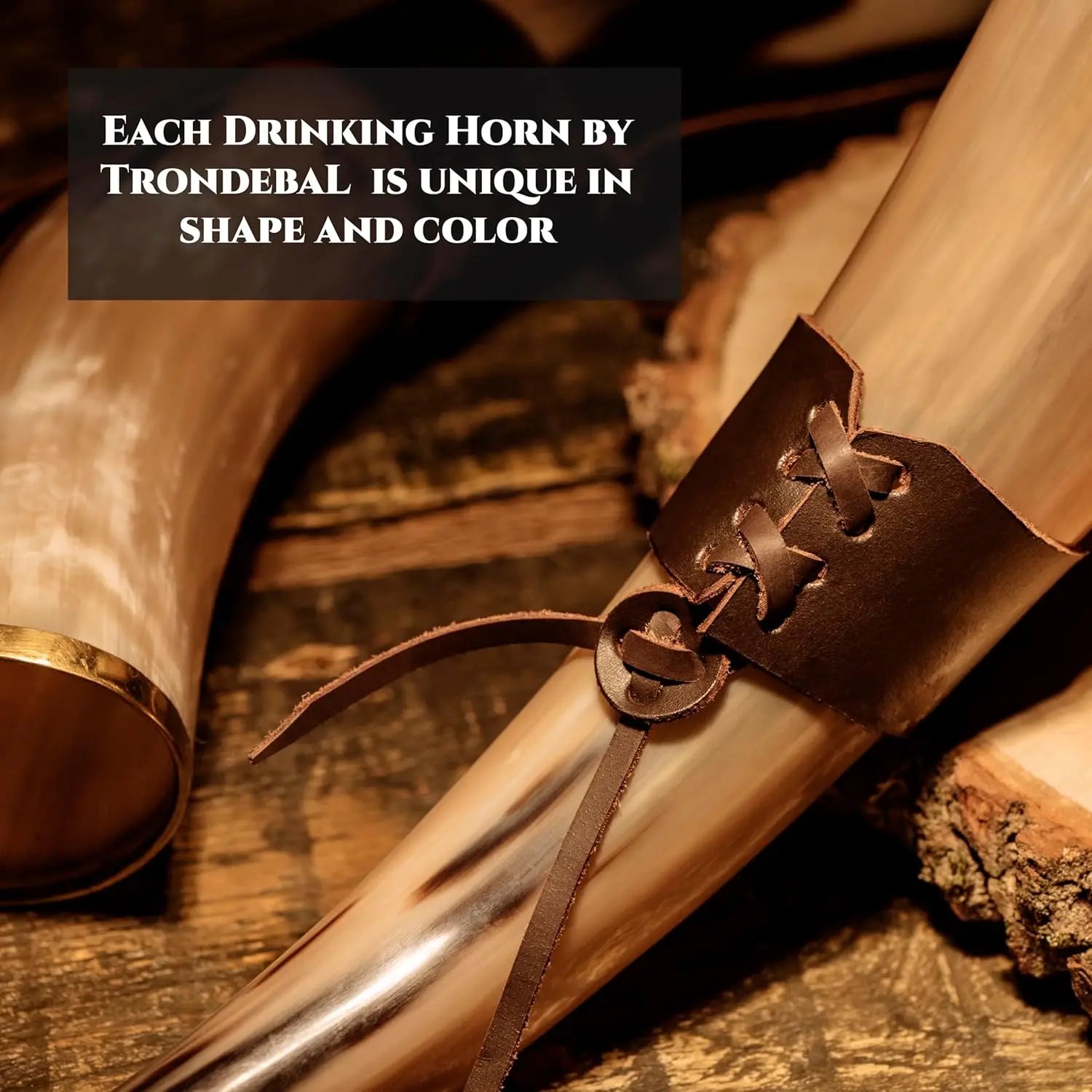 Hand-Crafted Ox Horn Drinking Cup with Metal Stand