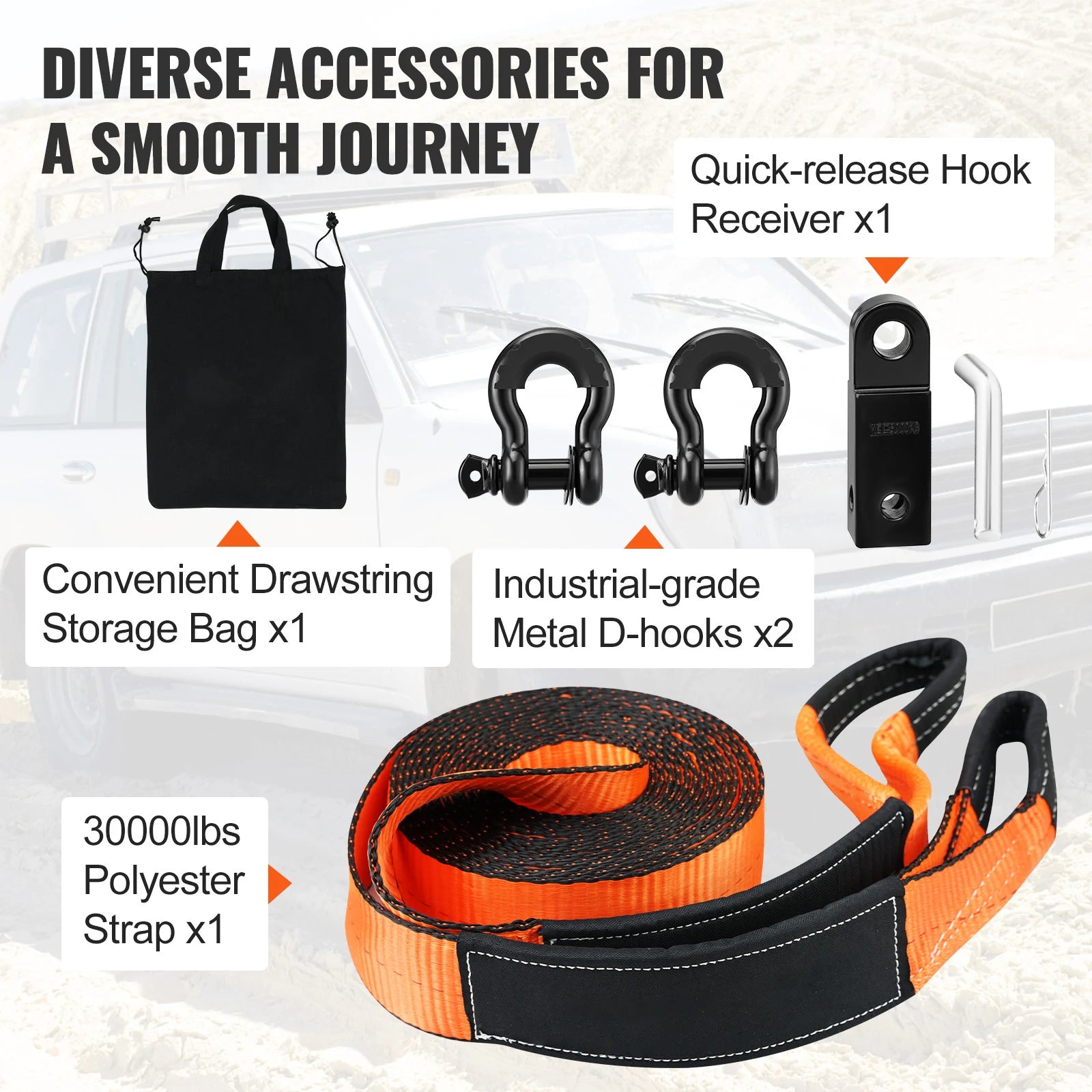 Off-Road Winch Recovery Kit W/30000 lbs