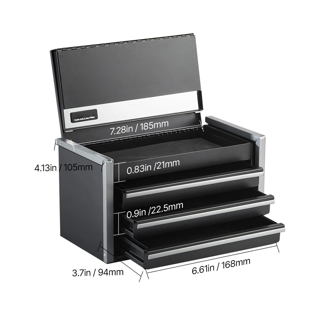 SucceBuy 8.6in 3 Drawers Metal Tool Box
