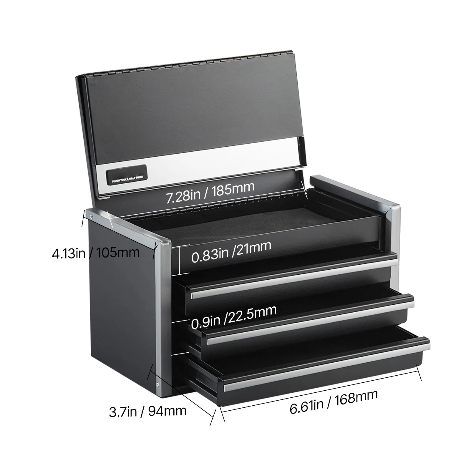 SucceBuy 8.6in 3 Drawers Metal Tool Box