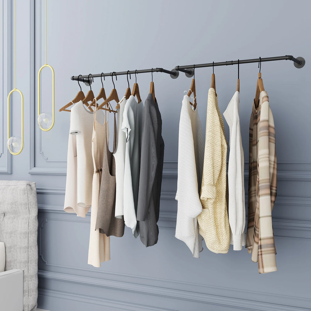 Pack Of 2 Industrial Pipe Clothes Rail Rack